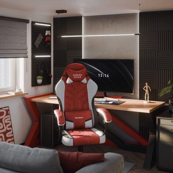 Gamer szék, forgó, ergonómikus, piros