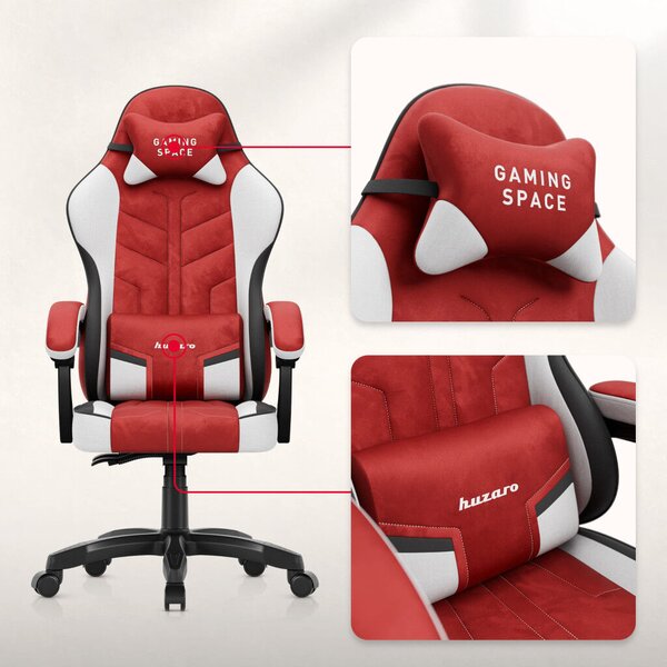 Gamer szék, forgó, ergonómikus, piros