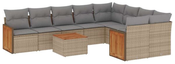 VidaXL Polyrattan Kerti Ülőgarnitúra - 10 részes - Bézs
