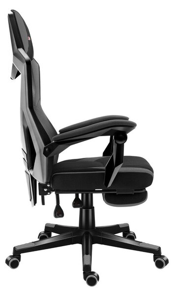 Gamer szék lábtartó, lélegző anyag, ergonómikus kartámaszok, Grey