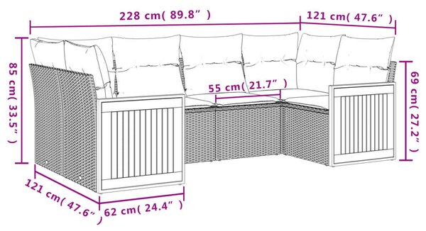 VidaXL Polyrattan Kerti Ülőgarnitúra - Bézs - 6 részes