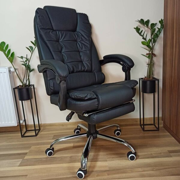 Ergonomic-DL fekete gazdagon kárpitozott főnöki fotel irodai szék forgószék erős