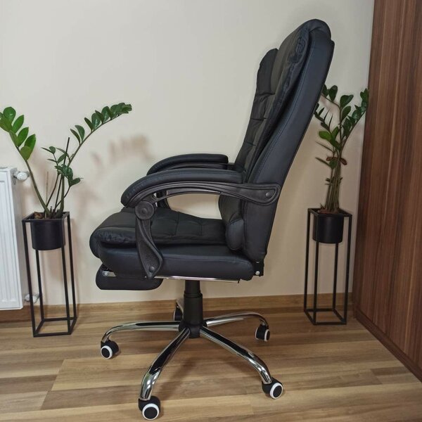 Ergonomic-DL fekete gazdagon kárpitozott főnöki fotel irodai szék forgószék erős