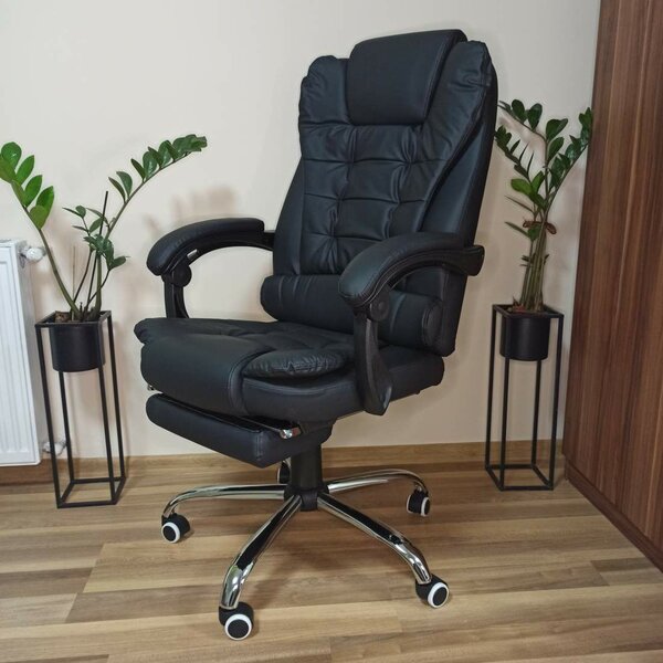 Ergonomic-DL fekete gazdagon kárpitozott főnöki fotel irodai szék forgószék erős