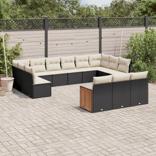 Polyrattan Kerti Ülőgarnitúra - 13 részes - Fekete