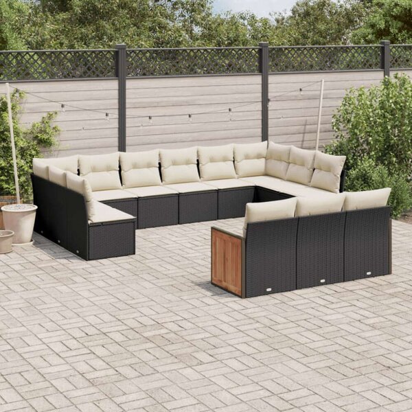 Polyrattan Kerti Ülőgarnitúra - 13 részes - Fekete