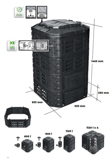 Patrol Modular 860 l fekete komposztáló