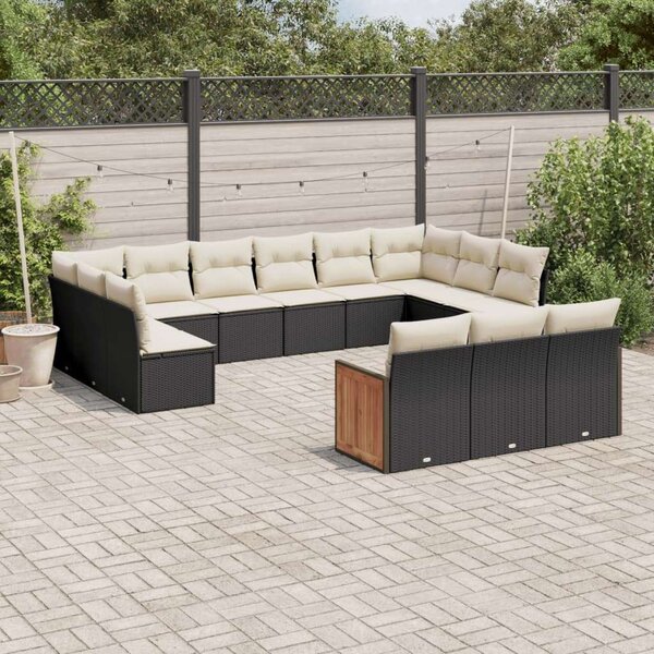 Polyrattan Kerti Ülőgarnitúra - 13 részes - Fekete