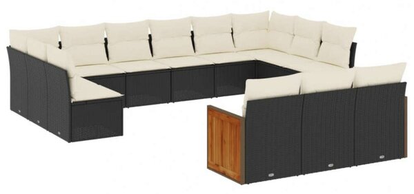Polyrattan Kerti Ülőgarnitúra - 13 részes - Fekete