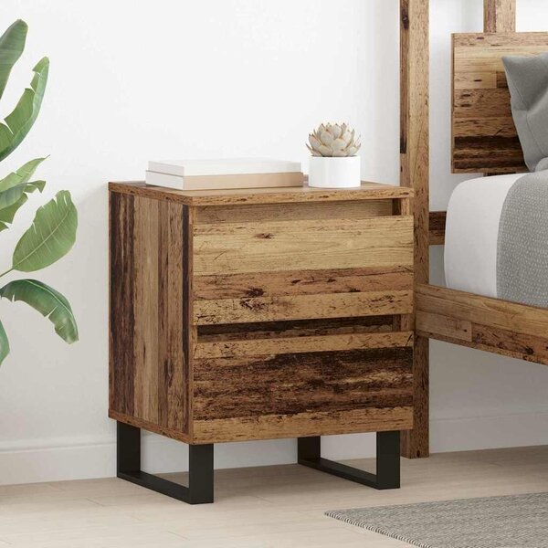 VidaXL Éjjeliszekrény fiókkal 2 pcs Öreg fa 40 x 35 x 50 cm Faanyag