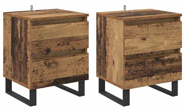 VidaXL Éjjeliszekrény fiókkal 2 pcs Öreg fa 40 x 35 x 50 cm Faanyag