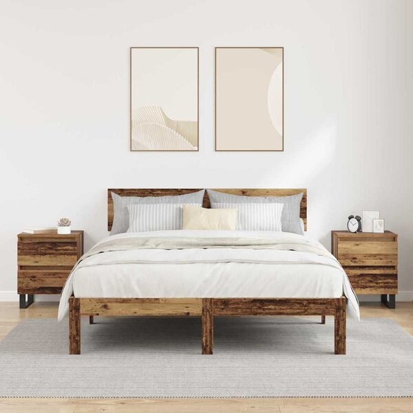 VidaXL Éjjeliszekrény fiókkal 2 pcs Öreg fa 40 x 35 x 50 cm Faanyag