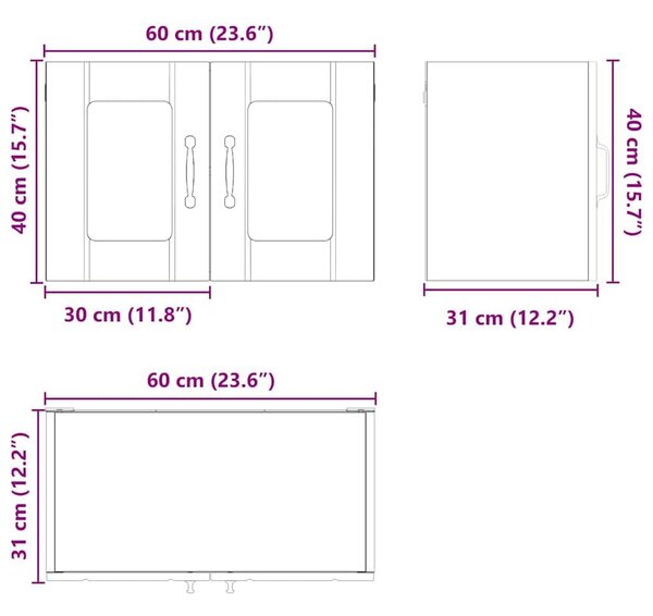 VidaXL Konyhaszekrény 2 pcs Szürke Sonoma 60 x 31 x 40 cm Faanyag