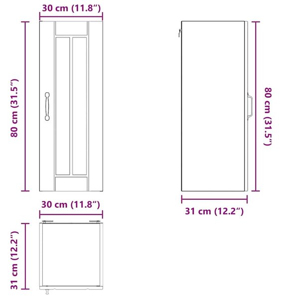 VidaXL Konyhaszekrény 2 pcs Barna Tölgy 30 x 31 x 80 cm Faanyag