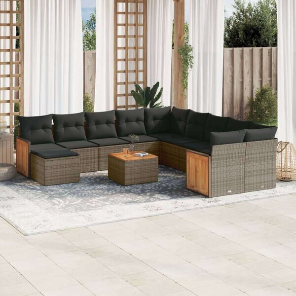 VidaXL Polyrattan Kerti Ülőgarnitúra - 12 részes, Szürke
