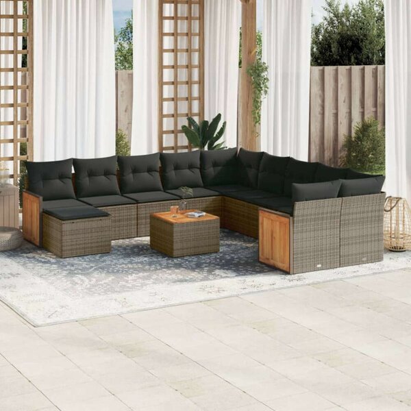 VidaXL Polyrattan Kerti Ülőgarnitúra - 12 részes, Szürke