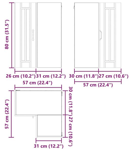 VidaXL Konyhaszekrény Füstölt tölgy 57 x 57 x 80 cm Faanyag