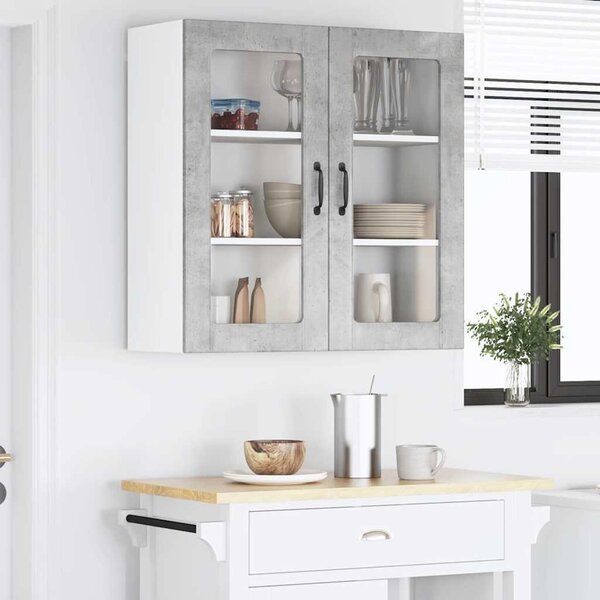 VidaXL Fali üveges szekrény LUCCA Betonszürke 80 x 31 x 80 cm