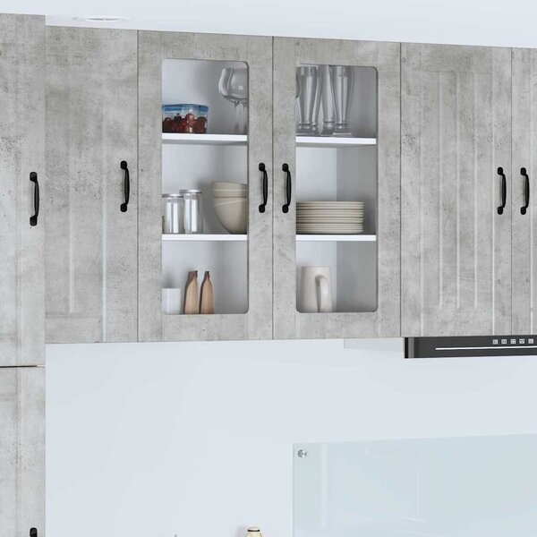 VidaXL Fali üveges szekrény LUCCA Betonszürke 80 x 31 x 80 cm
