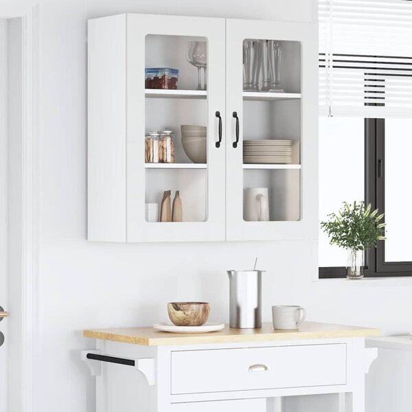 VidaXL Fali üveges szekrény LUCCA Magasfényű Fehér 80 x 31 x 80 cm