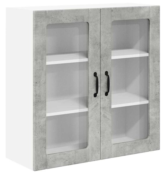 VidaXL Fali üveges szekrény LUCCA Betonszürke 80 x 31 x 80 cm
