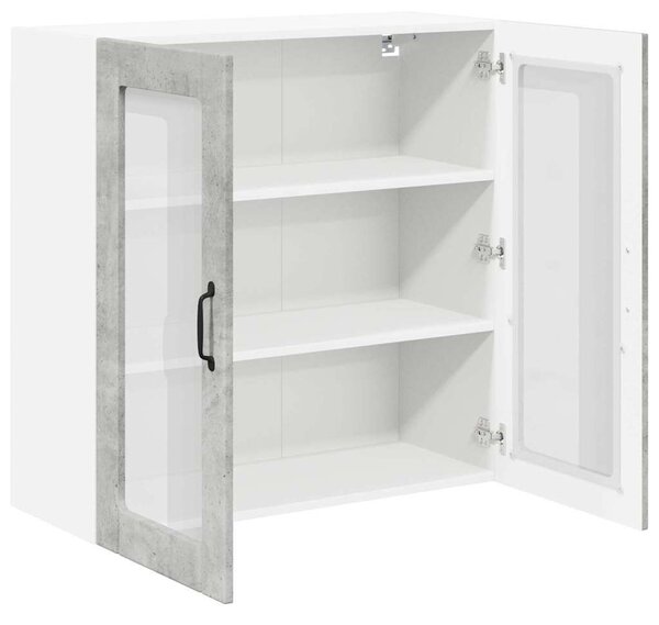 VidaXL Fali üveges szekrény LUCCA Betonszürke 80 x 31 x 80 cm