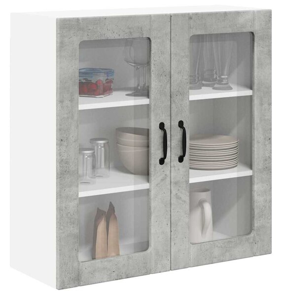 VidaXL Fali üveges szekrény LUCCA Betonszürke 80 x 31 x 80 cm