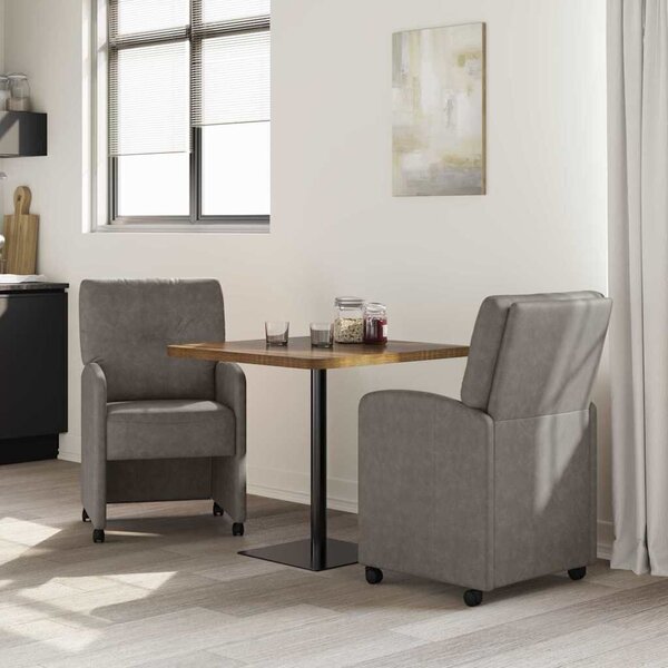 VidaXL Étkező Székek kerekekkel 2 pcs Szürke 57 x 67 x 95 cm Műbőr
