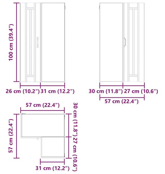 VidaXL Konyhaszekrény Fehér 57 x 57 x 100 cm Faanyag