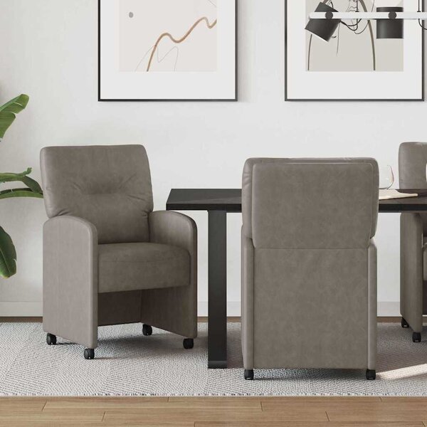 VidaXL Étkező Székek kerekekkel 2 pcs Szürke 57 x 67 x 95 cm Műbőr