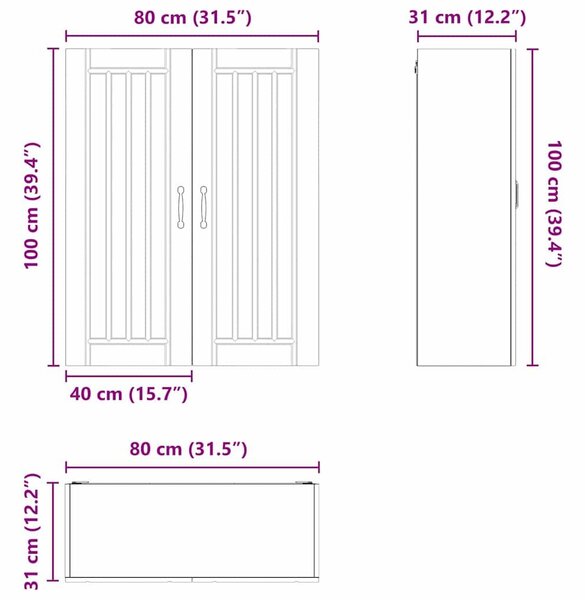 VidaXL Konyhaszekrény Füstölt tölgy 80 x 31 x 100 cm Faanyag