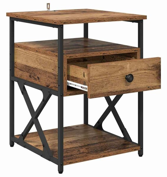 VidaXL Éjjeliszekrény fiókkal 2 pcs Régi fa 40 x 42 x 55 cm Faanyag