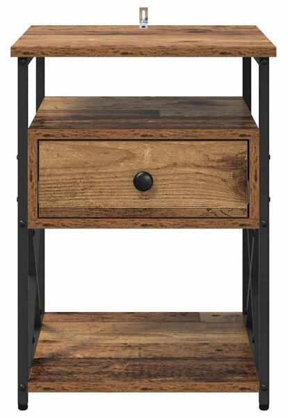 VidaXL Éjjeliszekrény fiókkal 2 pcs Régi fa 40 x 42 x 55 cm Faanyag