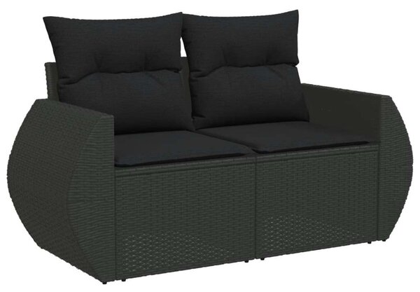 VidaXL 7 részes fekete polyrattan kerti ülőgarnitúra párnával