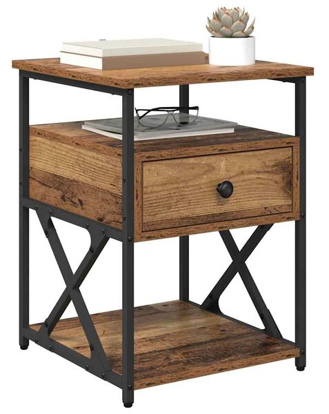 VidaXL Éjjeliszekrény fiókkal 2 pcs Régi fa 40 x 42 x 55 cm Faanyag