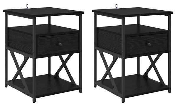 VidaXL Éjjeliszekrény 2 pcs Musta tammi 40 x 42 x 55 cm Faanyag