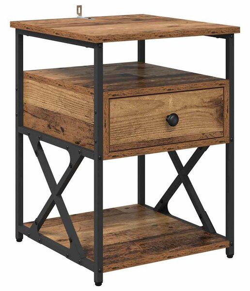 VidaXL Éjjeliszekrény fiókkal 2 pcs Régi fa 40 x 42 x 55 cm Faanyag