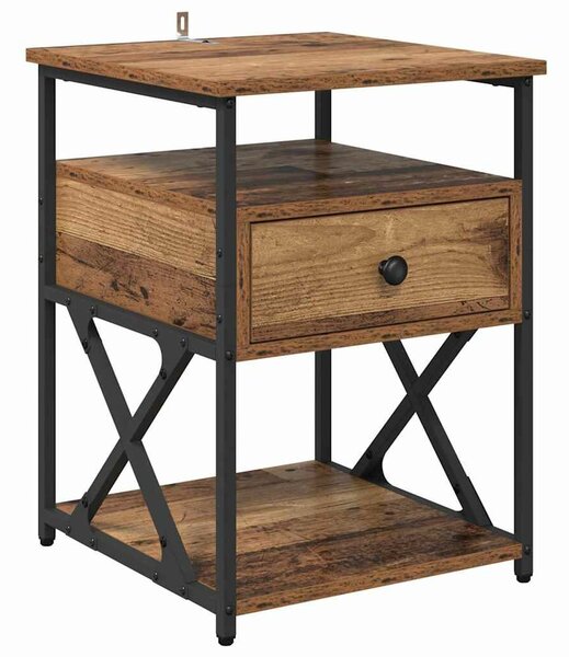 VidaXL Éjjeliszekrény fiókkal 2 pcs Régi fa 40 x 42 x 55 cm Faanyag
