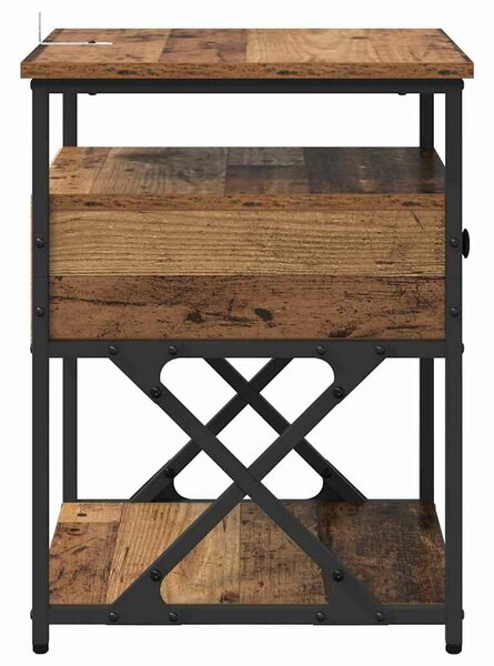 VidaXL Éjjeliszekrény fiókkal 2 pcs Régi fa 40 x 42 x 55 cm Faanyag