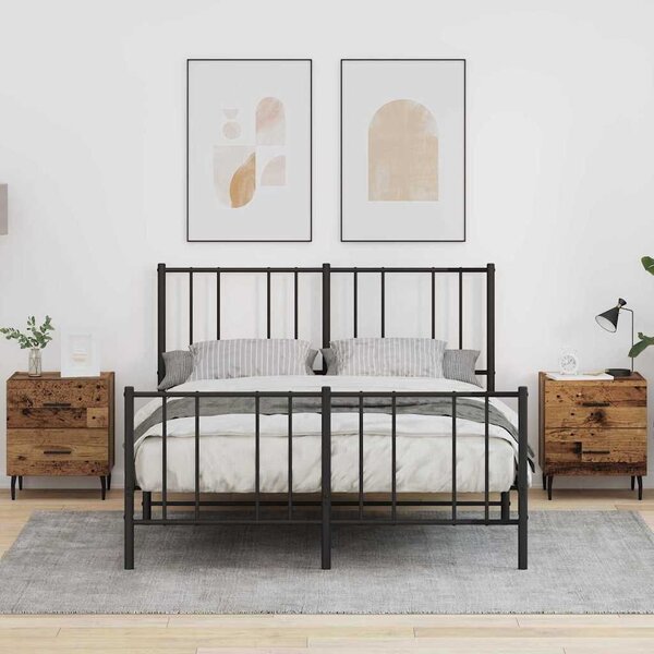 VidaXL Éjjeliszekrény fiókkal 2 pcs Öreg fa 40 x 35 x 47,5 cm Faanyag
