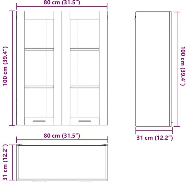 VidaXL Függő szekrény tárolóval Öreg fa 80 x 31 x 100 cm Faanyag