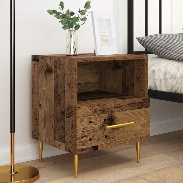 VidaXL Éjjeli asztal fiókkal 2 pcs Régi fa 40 x 35 x 47.5 cm Faanyag