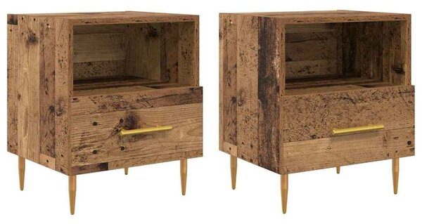 VidaXL Éjjeli asztal fiókkal 2 pcs Régi fa 40 x 35 x 47.5 cm Faanyag