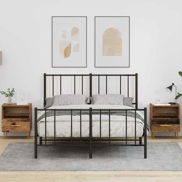 VidaXL Éjjeli asztal fiókkal 2 pcs Régi fa 40 x 35 x 47.5 cm Faanyag