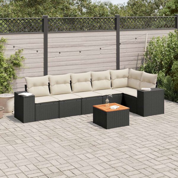 VidaXL Polyrattan Kerti Ülőgarnitúra - 7 részes - Fekete