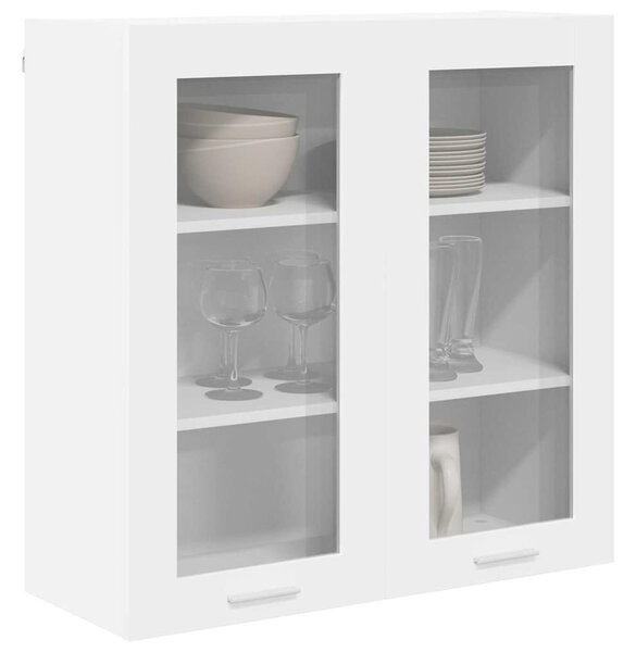 VidaXL Függő szekrény tárolóval ajtóval Fehér 80 x 31 x 80 cm Faanyag
