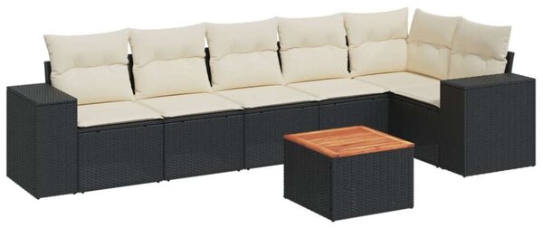 VidaXL Polyrattan Kerti Ülőgarnitúra - 7 részes - Fekete