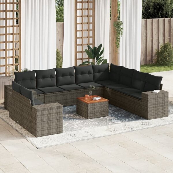 Polyrattan Kerti Ülőgarnitúra - 11 részes - Szürke
