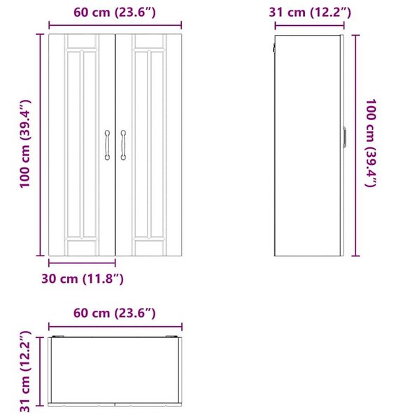 VidaXL Konyhaszekrény Füstölt tölgy 60 x 31 x 100 cm Faanyag