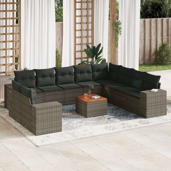 Polyrattan Kerti Ülőgarnitúra - 11 részes - Szürke